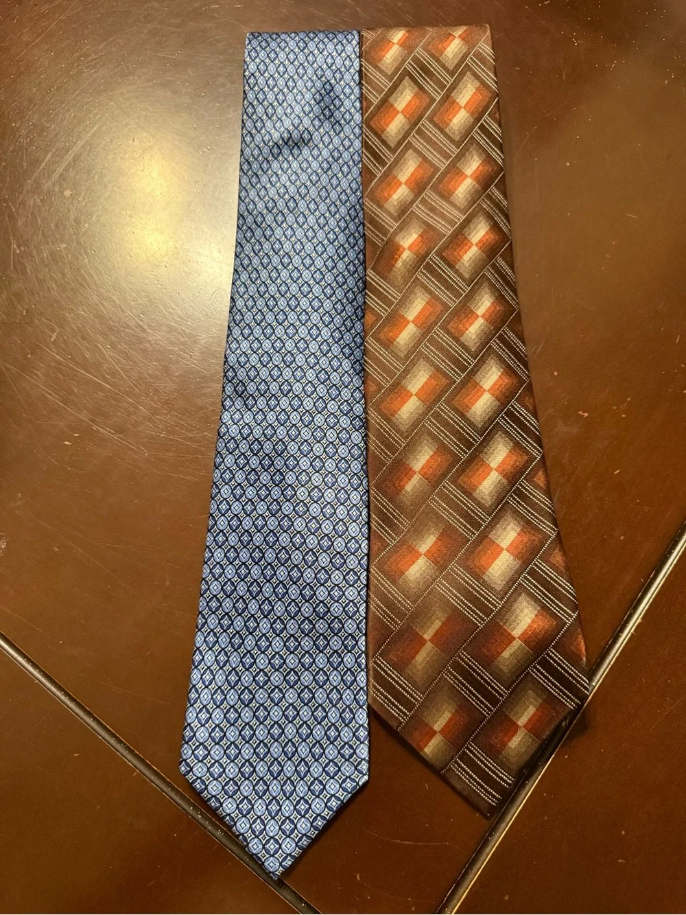 John Ashford Blue and Brown Patterned Silk Neckties